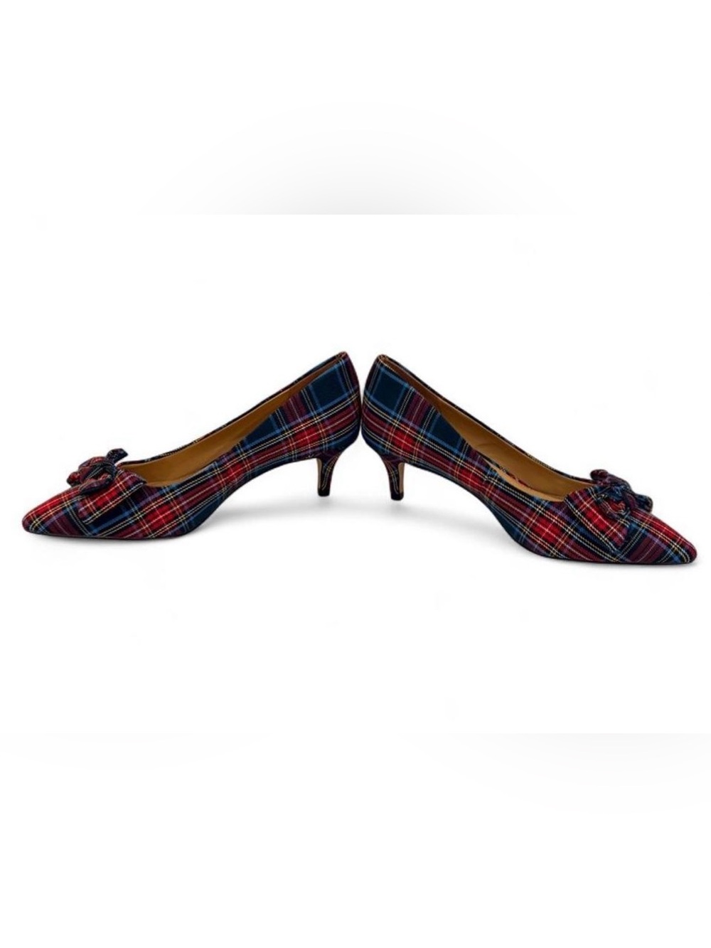 J.Crew Esme Plaid Tartan Bow Kitten Heel | Red | Size 8 - Picture 2 of 5